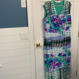 Roz & Ali colorful abstract striped maxi dress size 18